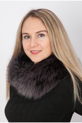 Navy blue fox fur neck warmer